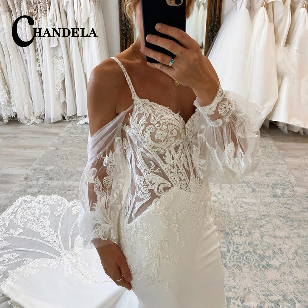 CHANDELA Satin Garceful V-Neck Spaghetti Strap Detachable Sleeve Sequined Backless Wedding Dresses Personalised Robe De Mariée
CHANDELA Satin Garceful V-Neck Spaghetti Strap Detachable Sleeve Sequined Backless Wedding Dresses Personalised Robe De Mariée