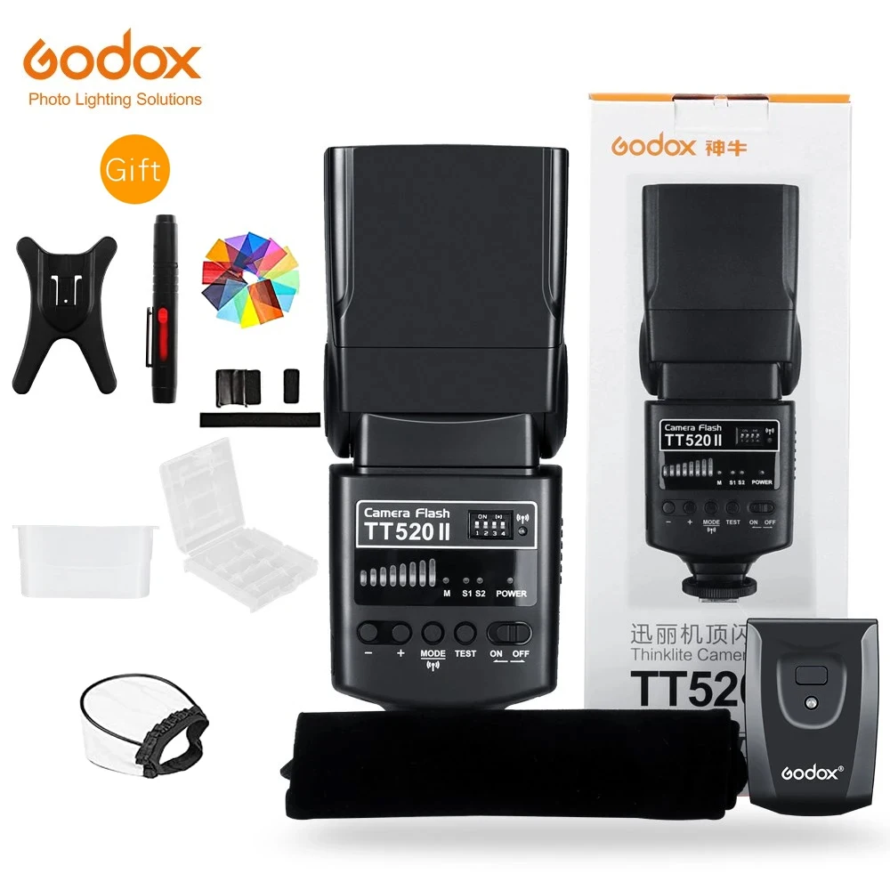 

Godox Camera Flash TT520II TT520 II with Build-in 433MHz Wireless Signal Transmitter for Canon Nikon Pentax Olympus DSLR Cameras