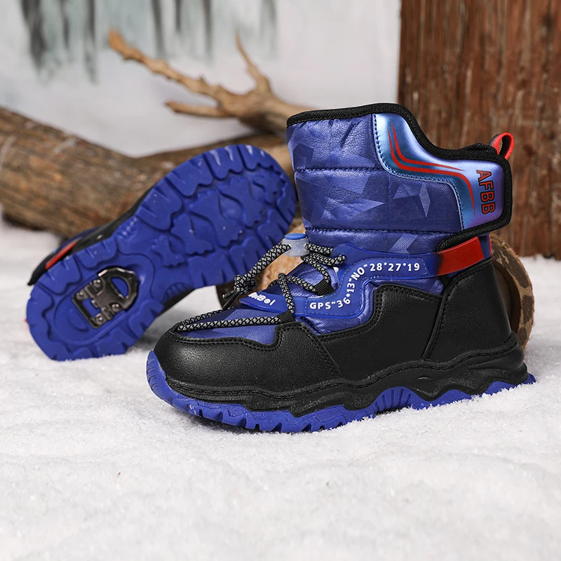 

Hig Tops Children Snow Boots Childs Velvet and Thickening Warm Boot Girls Boys Winter Anti-slip Wear-resistant Child Cotton Boot