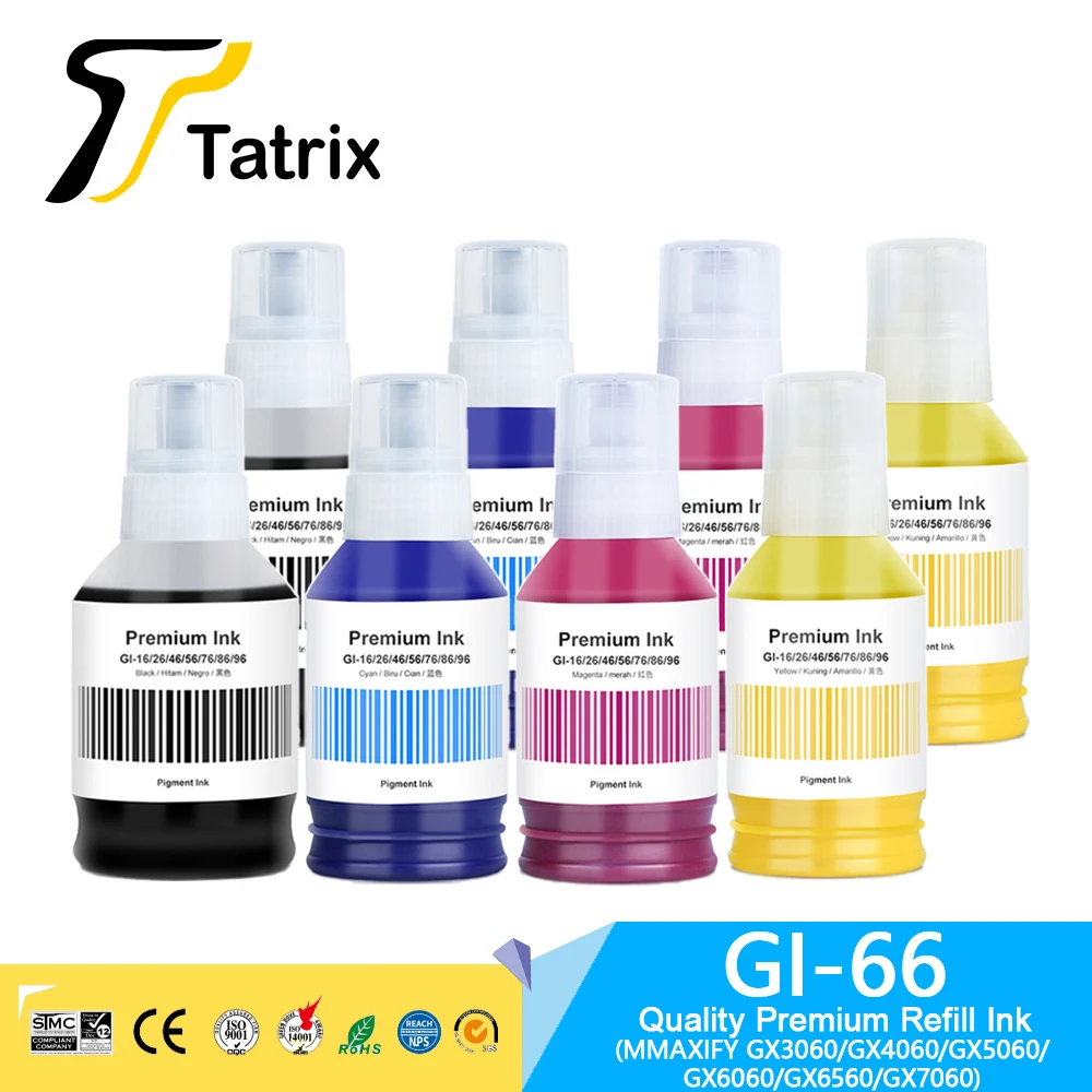 Цветные совместимые чернила Tatrix GI 66 GI66 GI-66 для принтера Canon MAXIFY GX3060/GX4060/GX5060/GX6060/GX6560/GX7060
Цветные совместимые чернила Tatrix GI 66 GI66 GI-66 для принтера Canon MAXIFY GX3060/GX4060/GX5060/GX6060/GX6560/GX7060