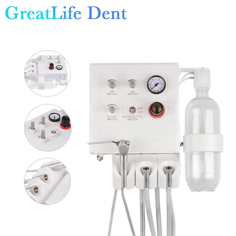 

GreatLife Dent Portable Dental Wall-mounted Air Turbine Unit Dental Metal Desktop Turbine With Syringe And Handpiece Prophy