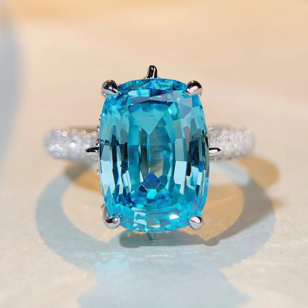 

Кольцо из серебра 925 пробы с темно-синим цирконием, женское кольцо с высокоуглеродистым бриллиантом 10 карат, свадебные украшения, оптовая продажа