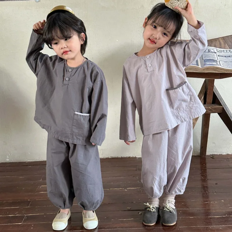 2023 Autumn sibling clothes sets solid color long sleeve T shirts pants 2PCS suit Girls Boys cotton casual outfit
2023 Autumn sibling clothes sets solid color long sleeve T shirts pants 2PCS suit Girls Boys cotton casual outfit