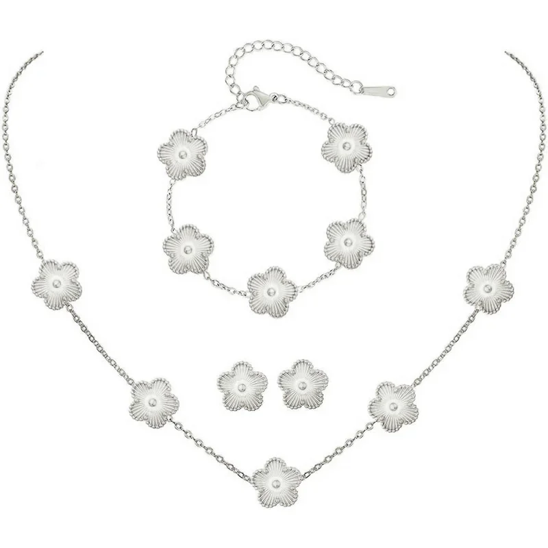 Silver Color Clover Jewelry Set for Women Stainless Steel Hypoallergenic Waterproof Flower Earrings Chain Necklace Bracelet New 14 Mallzona S7fbcf97310af49d6aa01f27f2dc33e8ft Silver Color Clover Jewelry Set for Women Stainless Steel Hypoallergenic Waterproof Flower Earrings Chain Necklace Bracelet New Mallzona