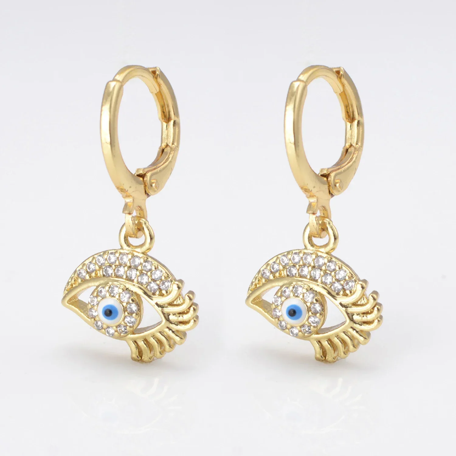 

Stylish Crystal Evil Eye Hoop Earrings for Women Anti-allergic Turkish Devil's Eye Eardrop Aesthetic Ear Jewelry Fashion Aretes