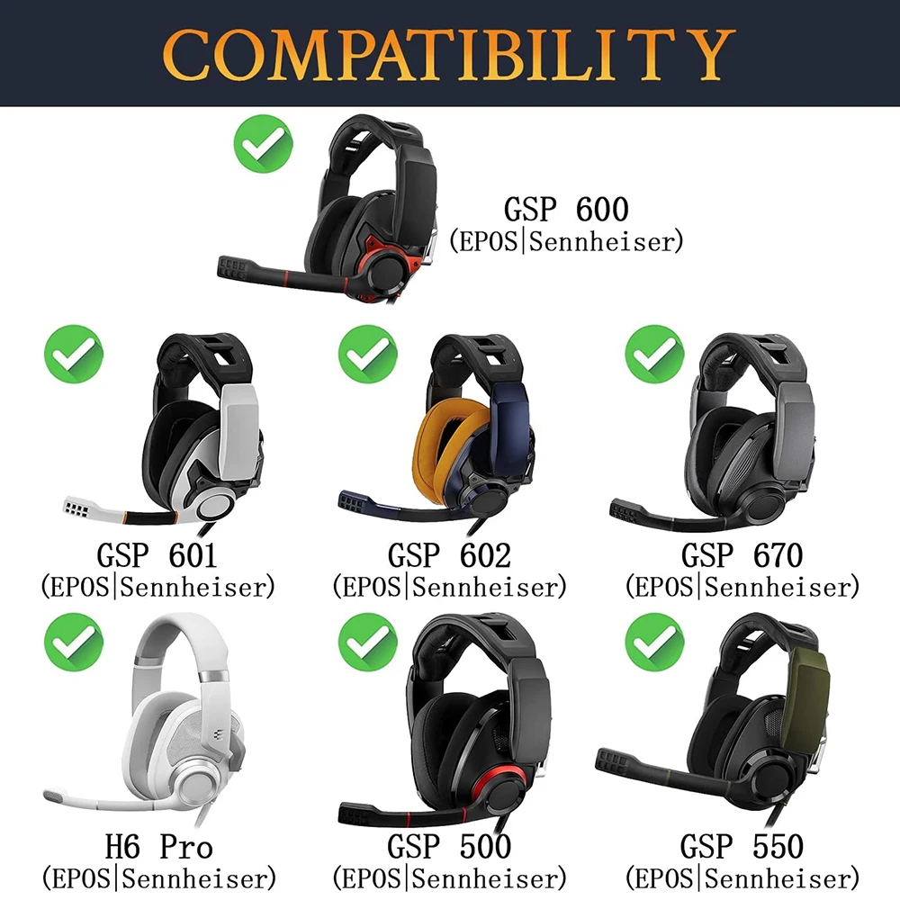 Earphone pads For Sennheiser EPOS GSP500 GSP550 GSP600 GSP601 GSP602 GSP670 GSA H6 PRO replacement Earpads Memory Covers Sponge Earphone pads For Sennheiser EPOS GSP500 GSP550 GSP600 GSP601 GSP602 GSP670 GSA H6 PRO replacement Earpads Memory Covers Sponge