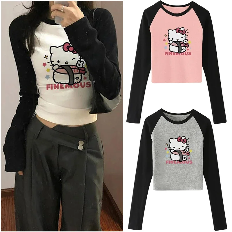 Sanrios Anime Cartoon HelloKittys Sweet Girlish Style Women Clothing Tops Girl Spring Autumn Long Sleeved T-shirt Undershirt
Sanrios Anime Cartoon HelloKittys Sweet Girlish Style Women Clothing Tops Girl Spring Autumn Long Sleeved T-shirt Undershirt