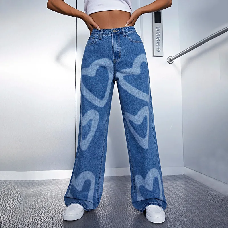Korean Design Sense Love Printing Pants Season New High Waist Panel Loose Casual Straight Leg Jeans Spring 2023
Korean Design Sense Love Printing Pants Season New High Waist Panel Loose Casual Straight Leg Jeans Spring 2023