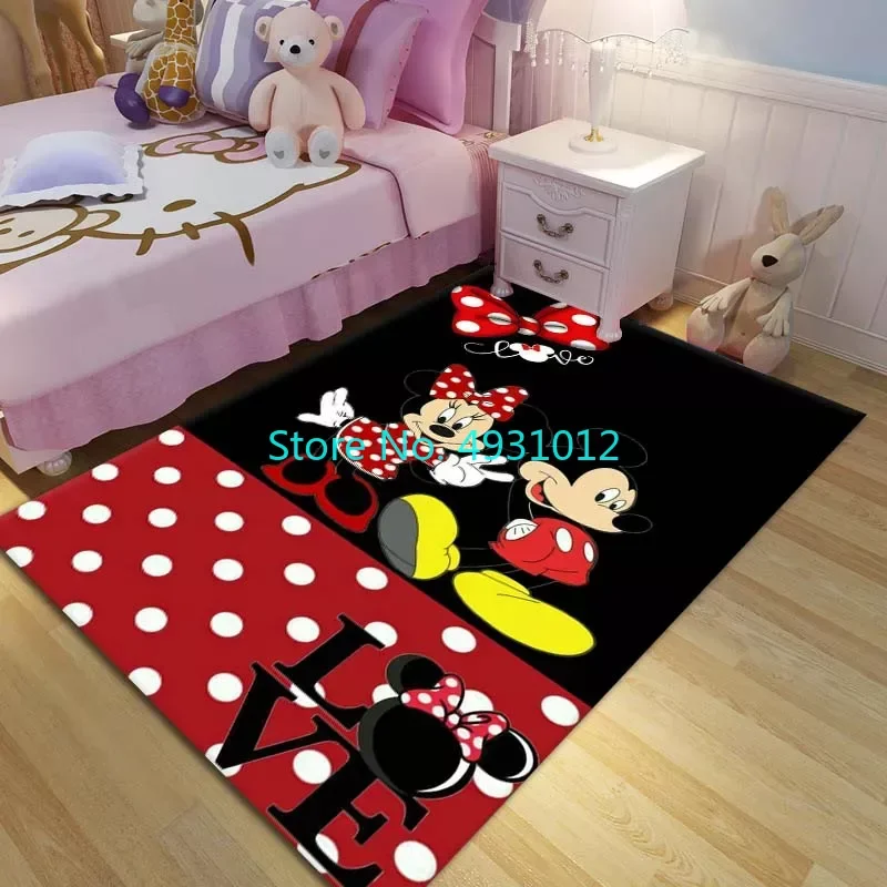 

Mickey Minnie Pattern Area Rug Carpet Living Room Bedroom Bedside Soft Comfortable Children Kids Anti Slip Floor Mat