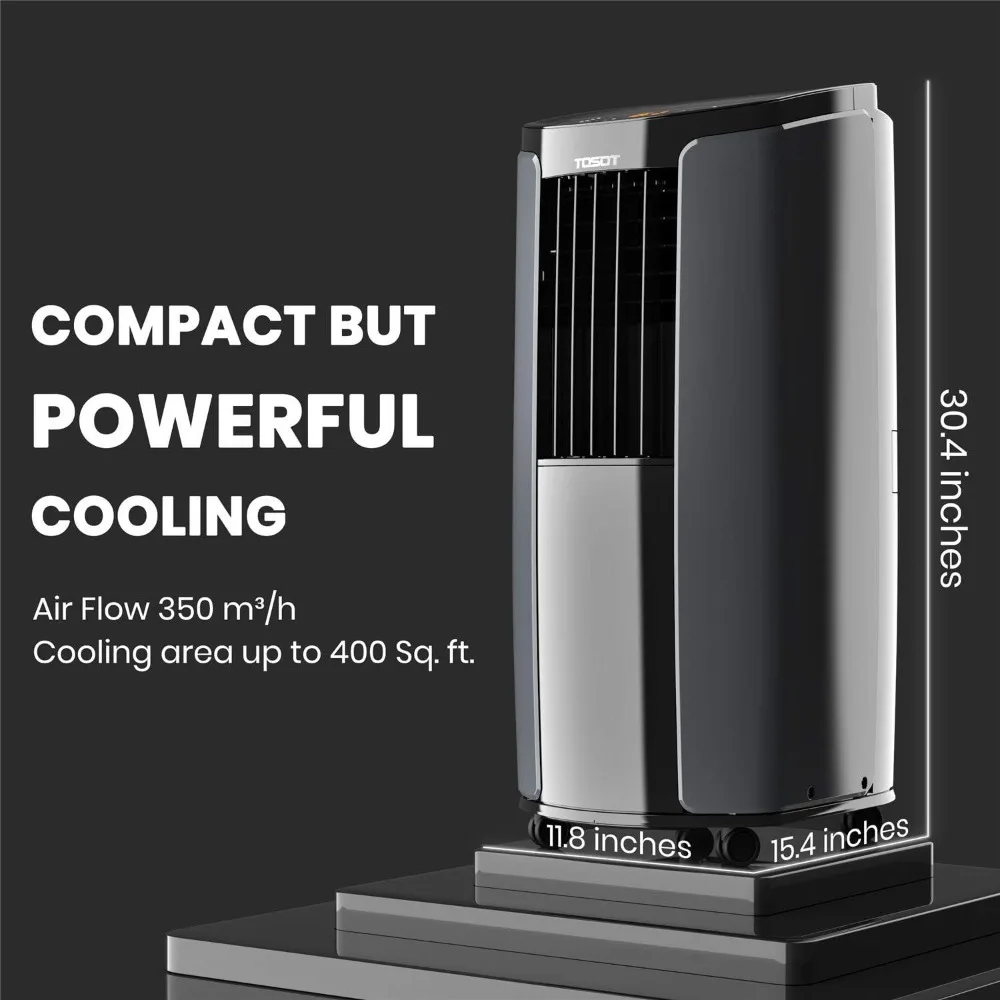 

TU(ASHRAE) 6,000 BTU (DOE) Portable Air Conditioner - Quiet, Remote Control, Built-in Dehumidifier, Fan, Easy Window In