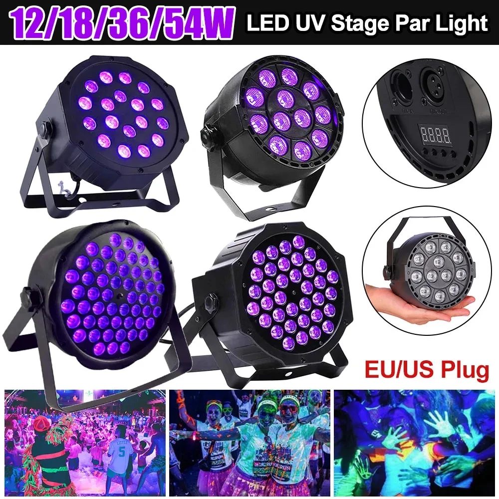 

54W LED Disco UV Violet DMX Stage Par Light Pro Dj Projector Ultraviolet Black Light for Birthday Party Pub Club Body Paint Neon