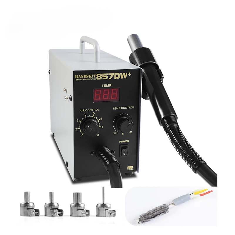 QUICK 857DW EU 220V Soldering Station Adjustable Hot Air Gun Station With Helical Wind 580W SMD Rework Station Heating Element
QUICK 857DW EU 220V Soldering Station Adjustable Hot Air Gun Station With Helical Wind 580W SMD Rework Station Heating Element