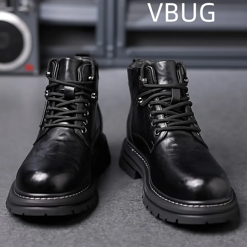 

Men's Boots Casual All-match Walking Fashion Wear-Resistant Outdoor Heighten Round Toe Platform High Top Spring Autumn Main Push