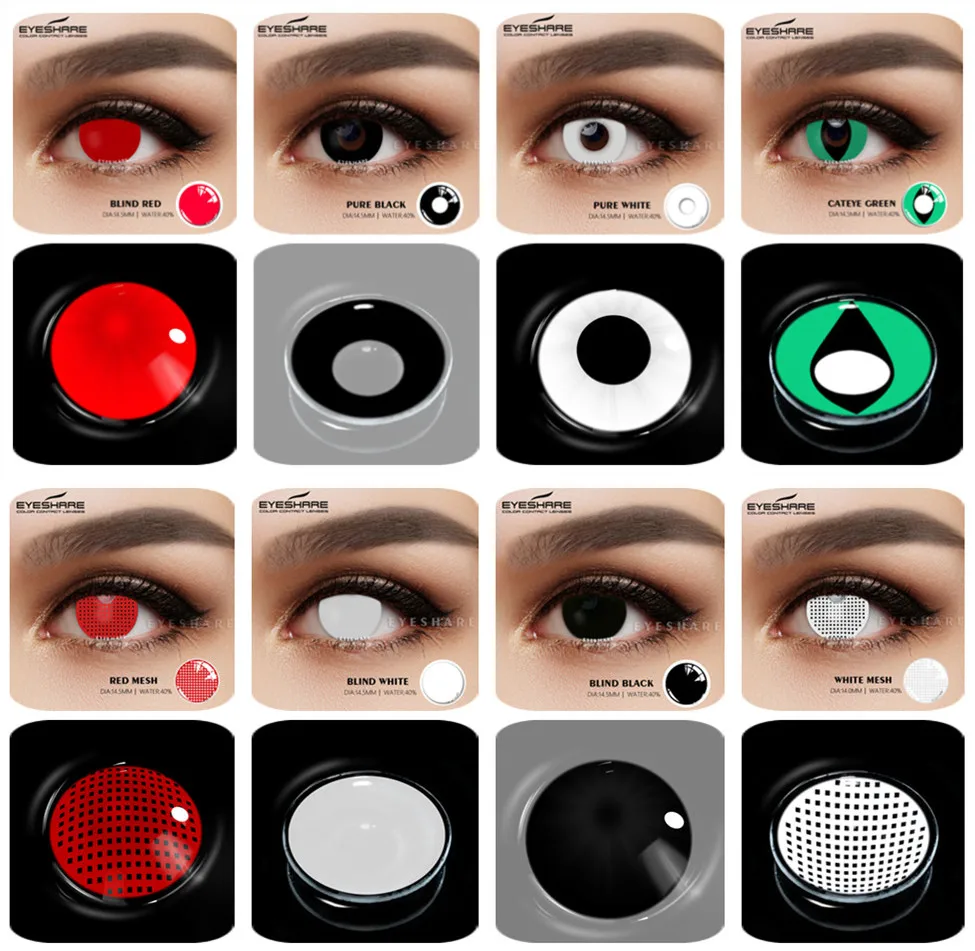 

EYESHARE 1 pair White Mesh Halloween Cosplay Colored Contact Lenses Yearly Use Cosmetic Contact Lens Eye Color Colored Contacts