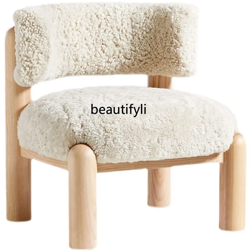 Nordic Solid Wood Sofa Chair Modern Chair Wood Color Imitation Lamb Plush Leisure Chair 
Nordic Solid Wood Sofa Chair Modern Chair Wood Color Imitation Lamb Plush Leisure Chair