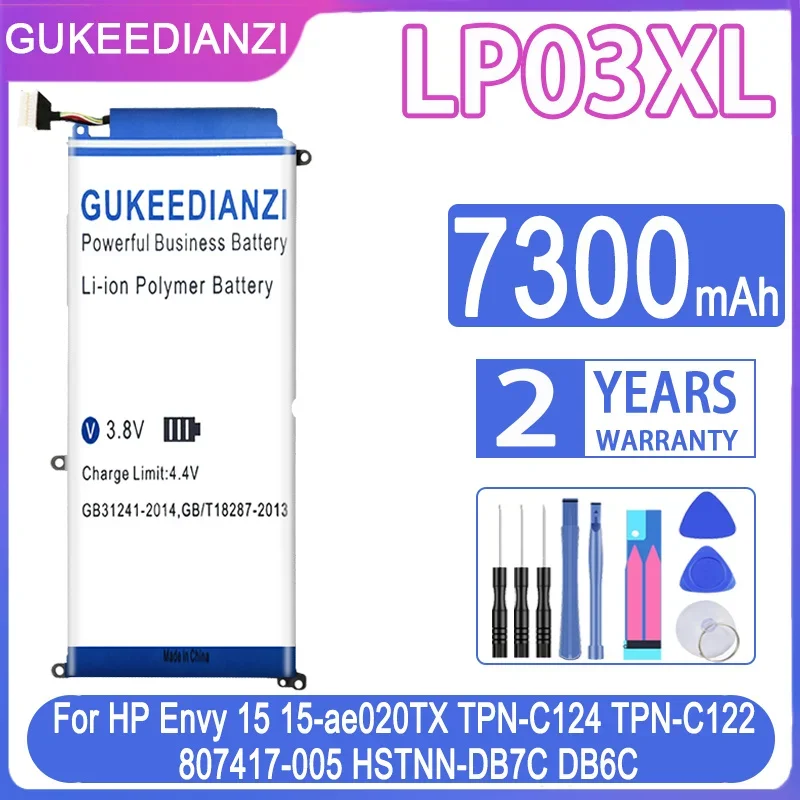 GUKEEDIANZI Battery LP03XL 7300mAh For HP Envy 15 15-ae020TX TPN-C124 TPN-C122 807417-005 HSTNN-DB7C DB6C Envy15
GUKEEDIANZI Battery LP03XL 7300mAh For HP Envy 15 15-ae020TX TPN-C124 TPN-C122 807417-005 HSTNN-DB7C DB6C Envy15
