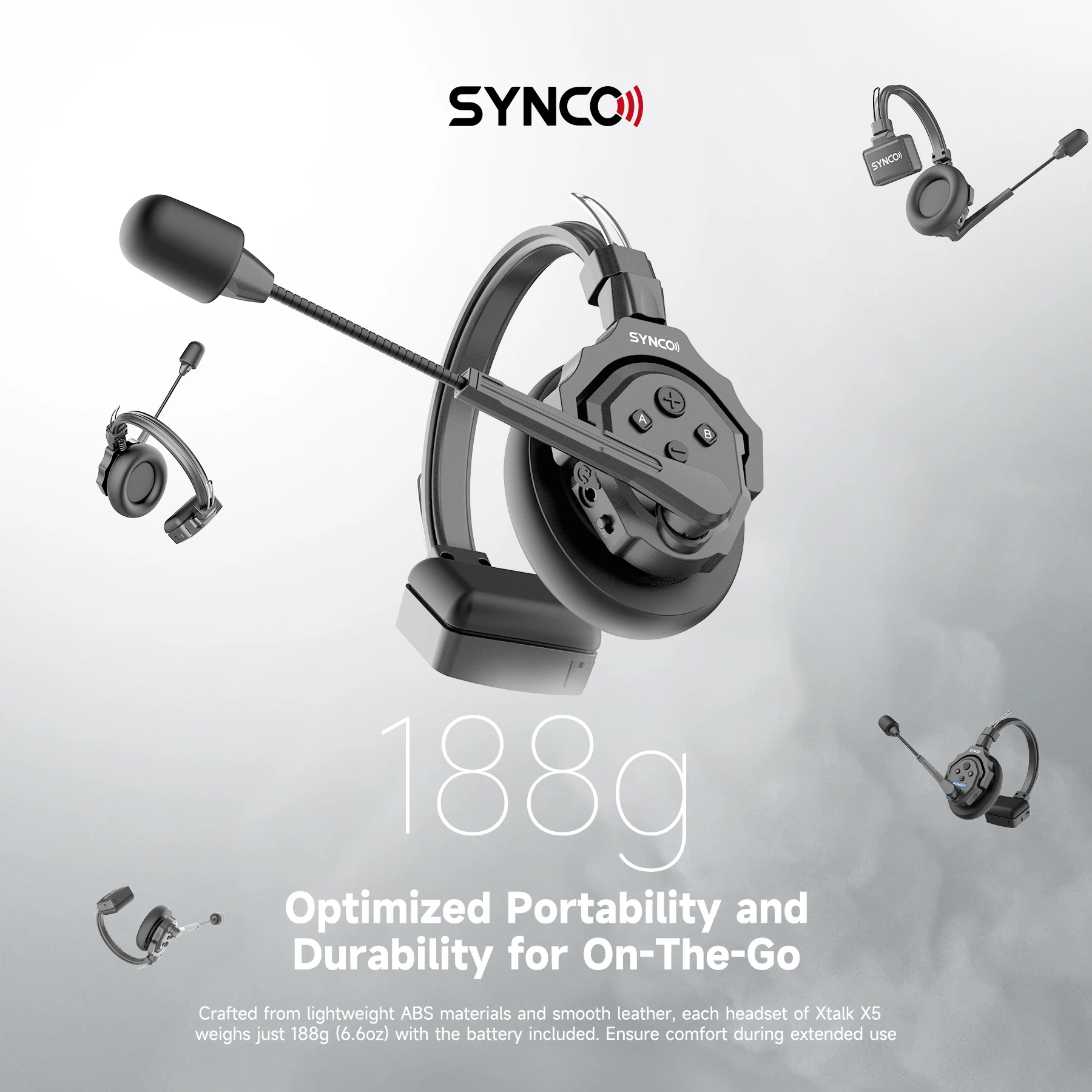 

Synco Xtalk X5 x2 2.4G Full-Duplex Single-Ear Remote Headset Wireless Intercom System for Film Television Shooting Studio