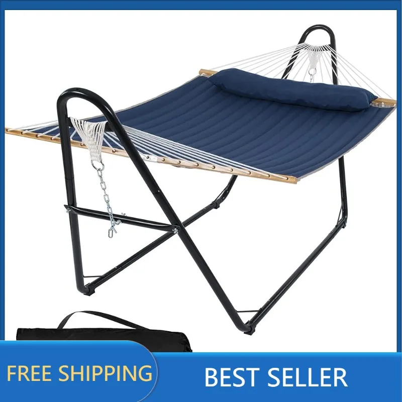 Two Person Hammock with Stand and Large Soft Pillow, Extra Large Patio Hammock for Outdoor, Blue
Two Person Hammock with Stand and Large Soft Pillow, Extra Large Patio Hammock for Outdoor, Blue