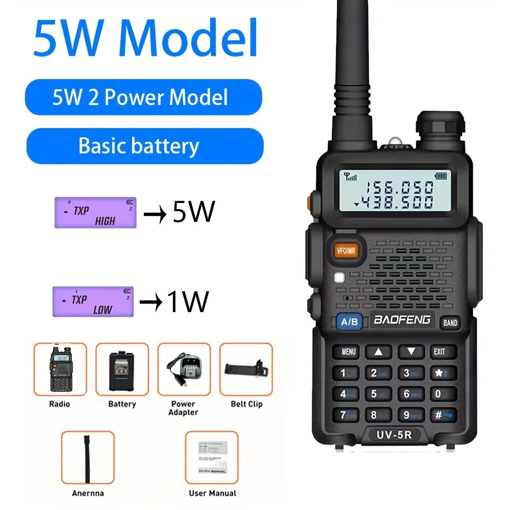 1pc 5w UV-5R Walkie Talkie - Dual Band Two-Way Walkie Talkie, Upgraded Version With 3800mAh Battery Normal Waterproof
1pc 5w UV-5R Walkie Talkie - Dual Band Two-Way Walkie Talkie, Upgraded Version With 3800mAh Battery Normal Waterproof