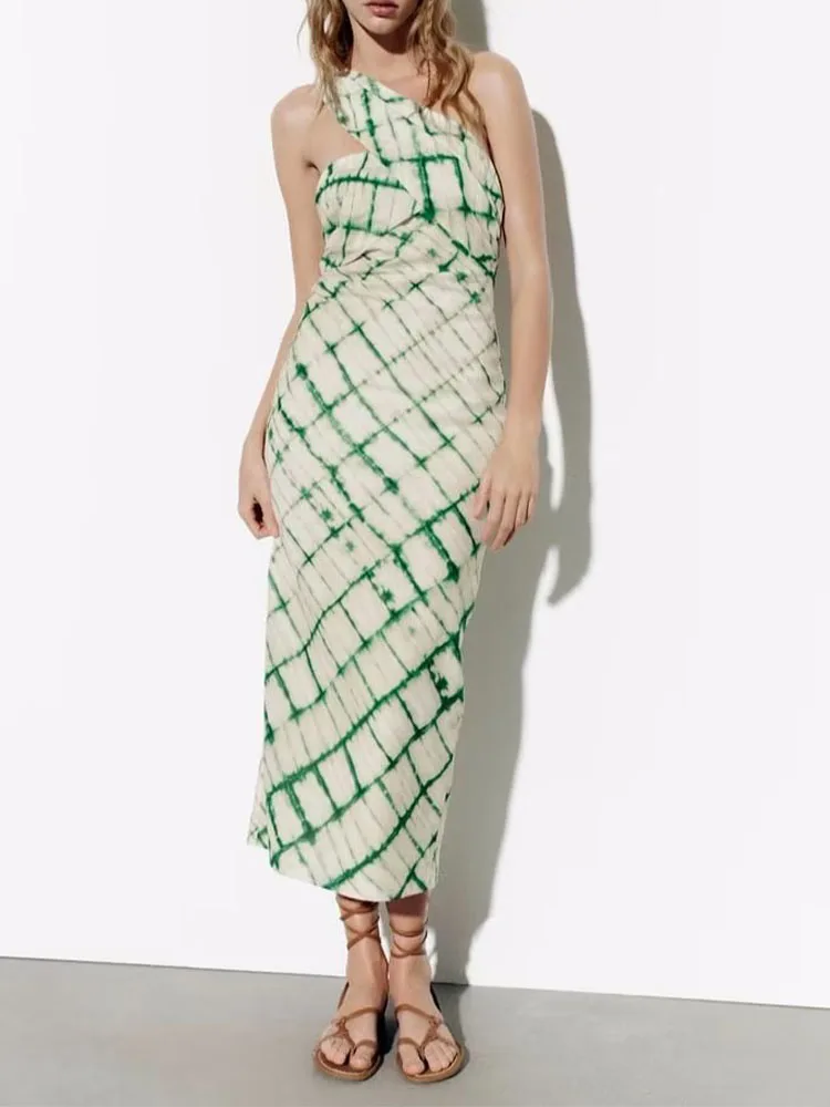 New women's 2023 back design with knot decoration, panel lining, seam concealed zipper closure, printed midi dress
New women's 2023 back design with knot decoration, panel lining, seam concealed zipper closure, printed midi dress