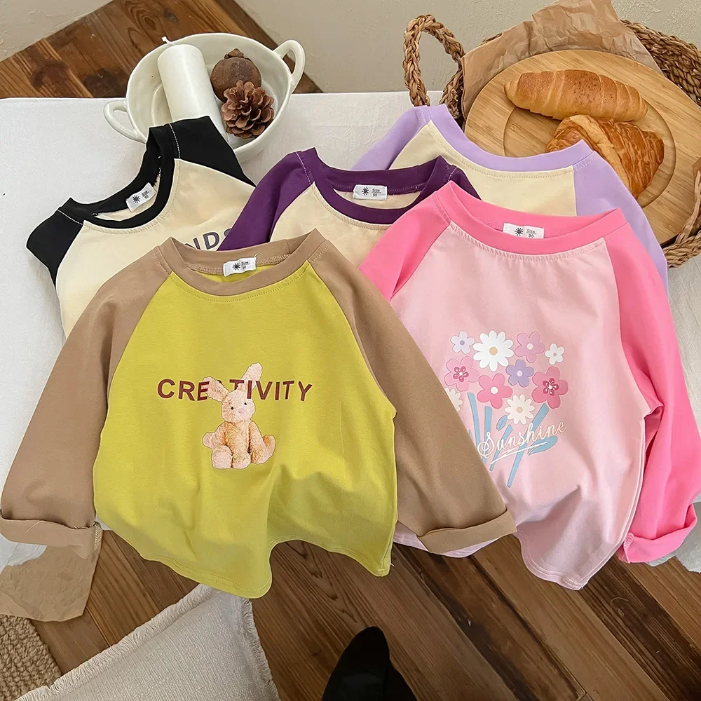 Spring and Autumn Children's T-shirt Cartoon Cute Boys and Girls Color Matching Cotton Long Sleeve Top Cute All-match
Spring and Autumn Children's T-shirt Cartoon Cute Boys and Girls Color Matching Cotton Long Sleeve Top Cute All-match