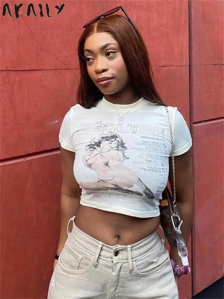 Akaily, белая майка с надписью, облегающий женский топ, женский ночной клуб 2023, портретный Графический Ins короткий топ, повседневный Топ
Akaily, белая майка с надписью, облегающий женский топ, женский ночной клуб 2023, портретный Графический Ins короткий топ, повседневный Топ