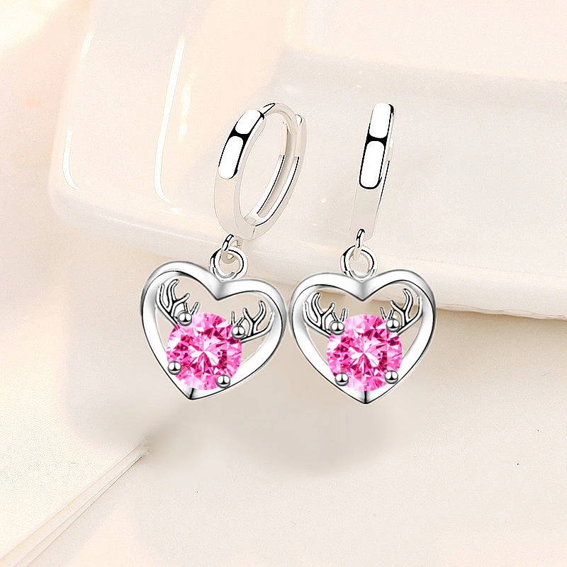 New 925 Stamp Silver Plated Women Drop Earrings Fashion Cute Heart Deer Pendant High Quality Zircon Earring For Women Jewelry
New 925 Stamp Silver Plated Women Drop Earrings Fashion Cute Heart Deer Pendant High Quality Zircon Earring For Women Jewelry