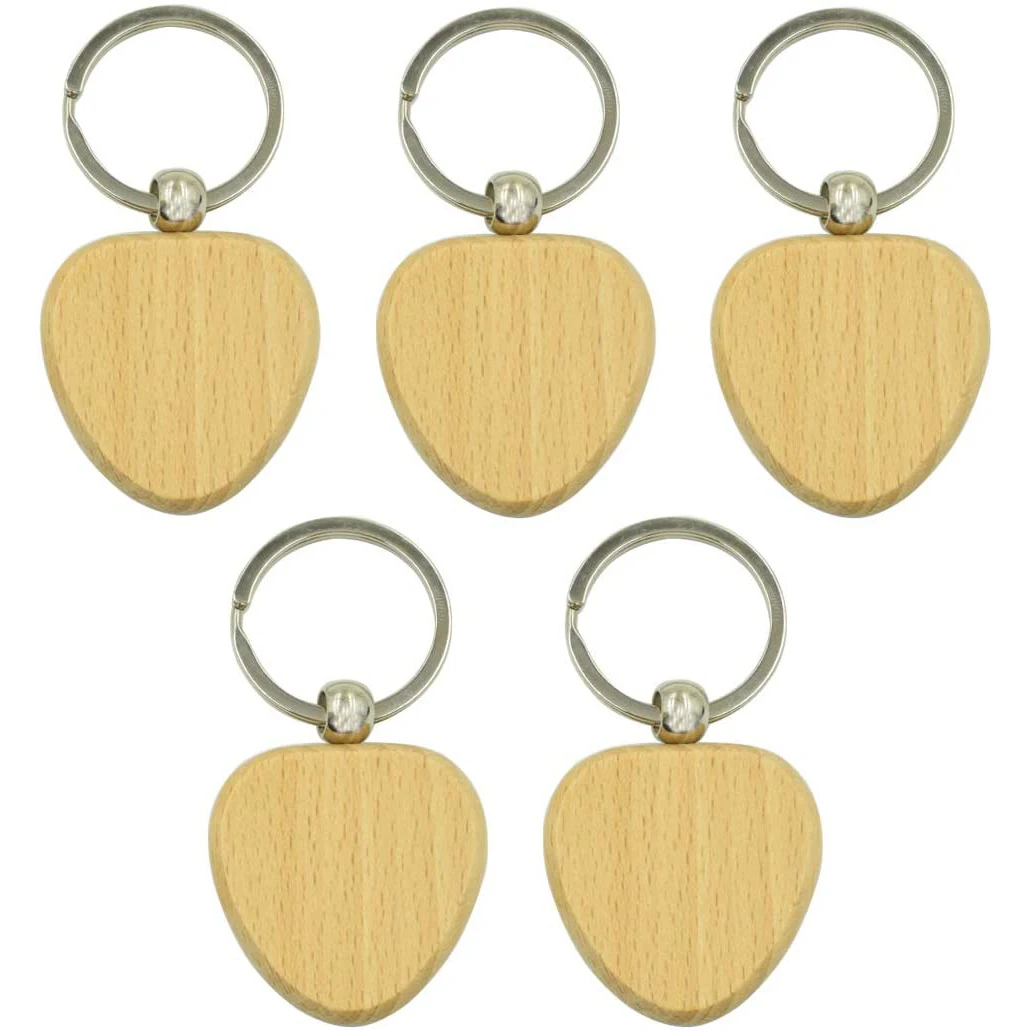 

60 шт., деревянный брелок для ключей в форме сердца