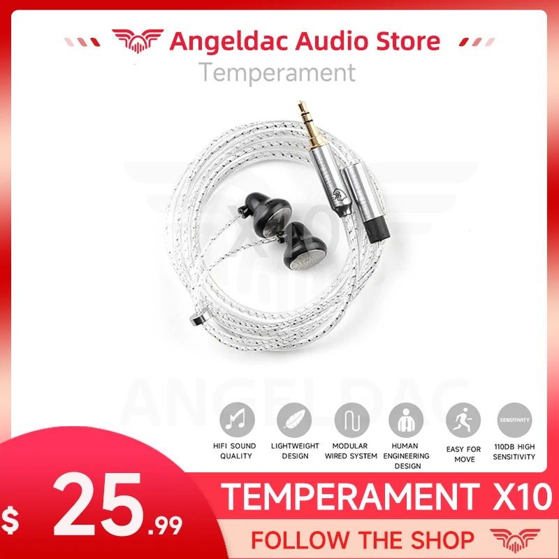 

Temperament X10 In Ear Flat Head Plug Earphones 16mm HIFI Wired Flat Headset Sport open-type Gaming headphone For Game/Stellar