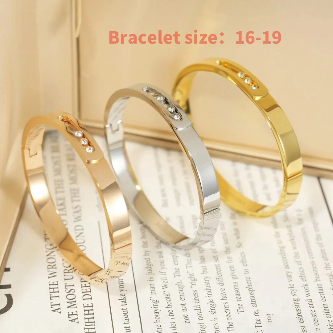High quality 18K Rose gold three diamond sliding bracelet Ladies Light luxury niche fashion jewelry party gift
High quality 18K Rose gold three diamond sliding bracelet Ladies Light luxury niche fashion jewelry party gift