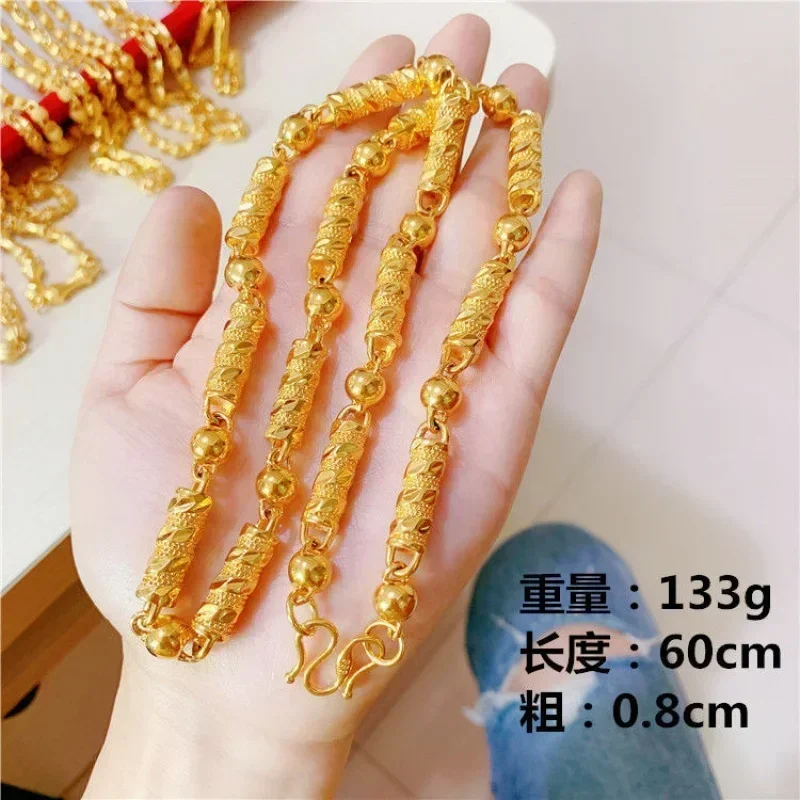 9999 Real Necklace Men's Golden Necklace Personalized New Large Thick Chain Transit Necklace S7fdf88e54b094cd9be3fe8066da1688f9