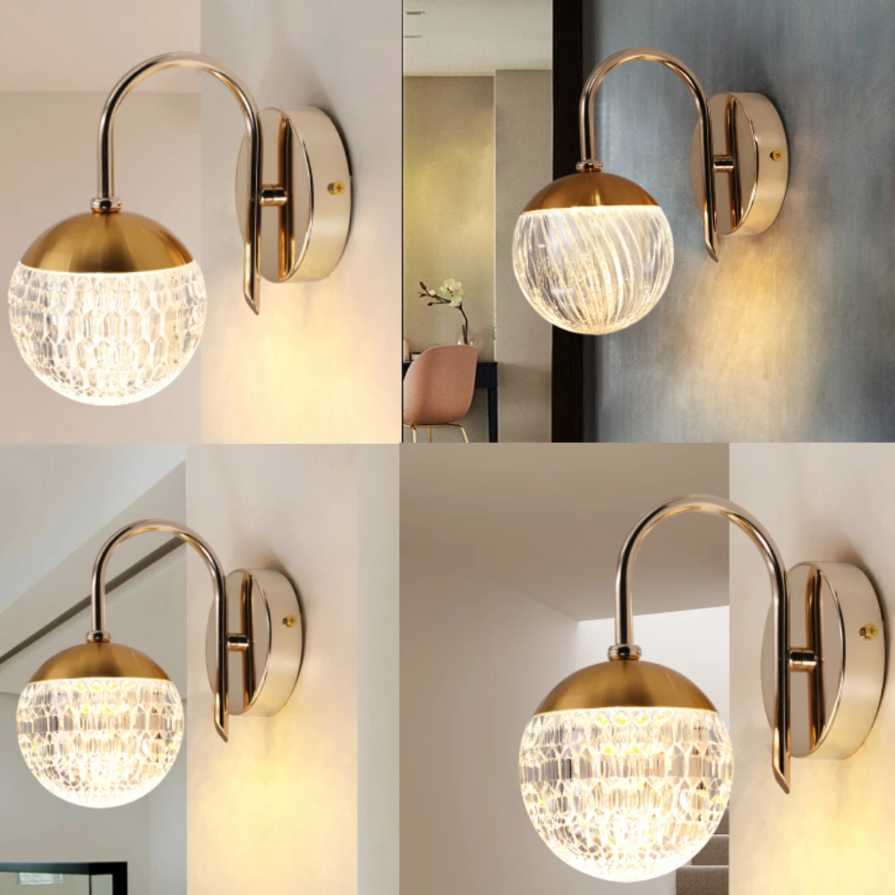 Gold Crystal Wall Lamp Nordic Simple Acrylic Sconce Light LED Fixtures For Home Bedroom Decorative
Gold Crystal Wall Lamp Nordic Simple Acrylic Sconce Light LED Fixtures For Home Bedroom Decorative