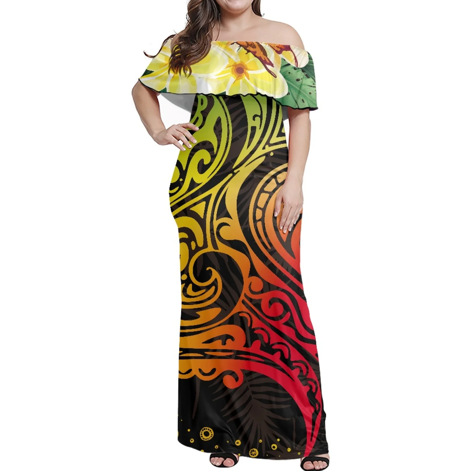 Women One Word Shoulder Maxi Dress, Tribal, Pohnpei Totem, Tattoo Prints, Simple Fashion, Off-the-Shoulder, Prom, Wedding Party
Women One Word Shoulder Maxi Dress, Tribal, Pohnpei Totem, Tattoo Prints, Simple Fashion, Off-the-Shoulder, Prom, Wedding Party