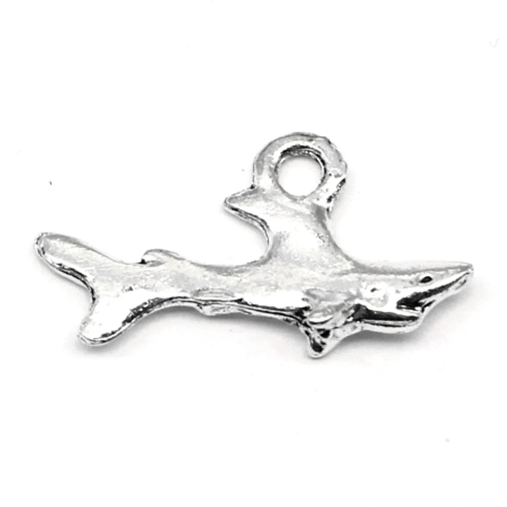 

100pcs Wholesale Jewelry Lots Shark Charms Pendant Supplies For Jewelry Materials 12x23mm
