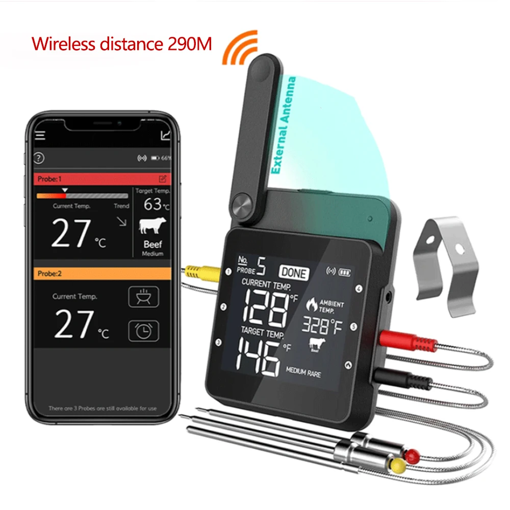 Food Thermometer Digital Wifi Smart Rechargeable Wireless Remote Meat Cooking BBQ For Steak Oven Grill Smoker With Magnet
Food Thermometer Digital Wifi Smart Rechargeable Wireless Remote Meat Cooking BBQ For Steak Oven Grill Smoker With Magnet