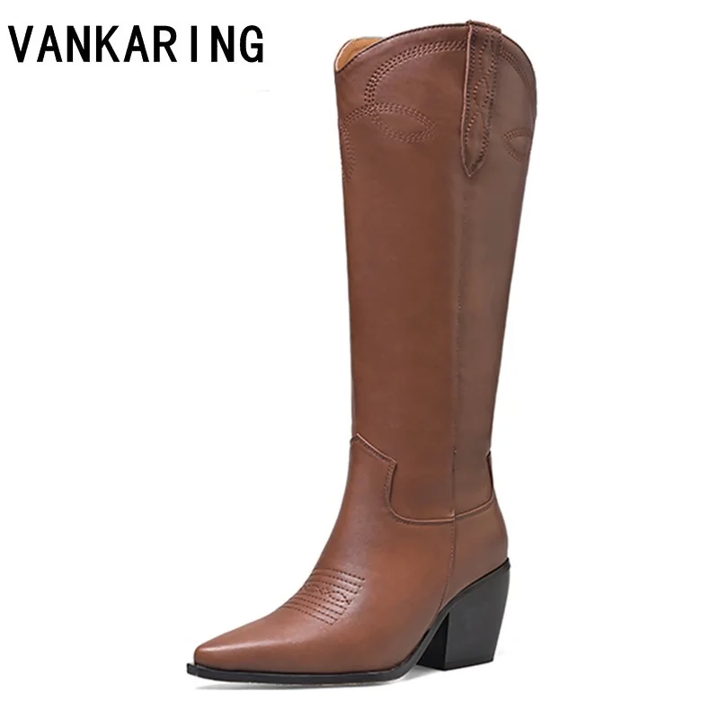 retro embroidered leather black brown high heels shoes women autumn winter cow leather knee high cowboy boots woman botas mujer
retro embroidered leather black brown high heels shoes women autumn winter cow leather knee high cowboy boots woman botas mujer