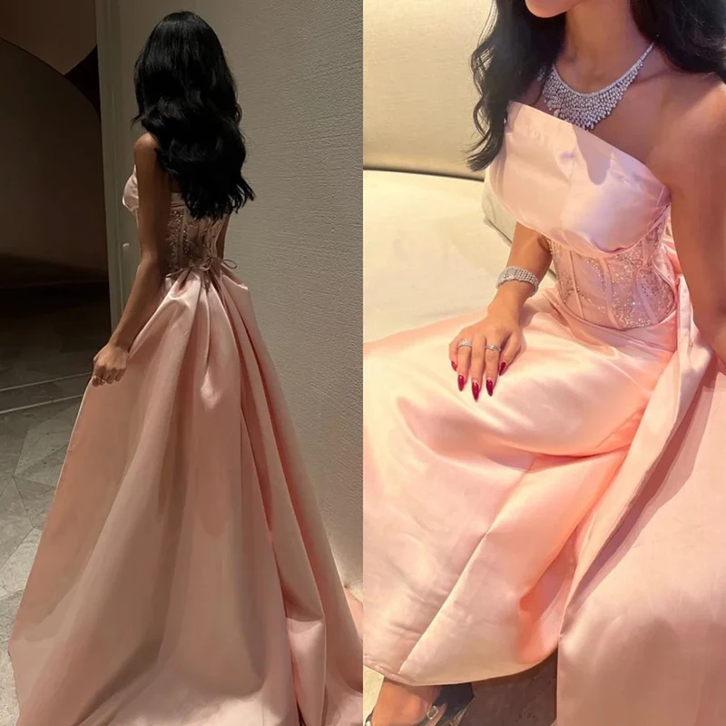 

Elegant Boat Collar Formal Evening Dress Sexy Mermaid Ankle-Length Applique Prom Gowns Court Saudi Arab for Women robes de