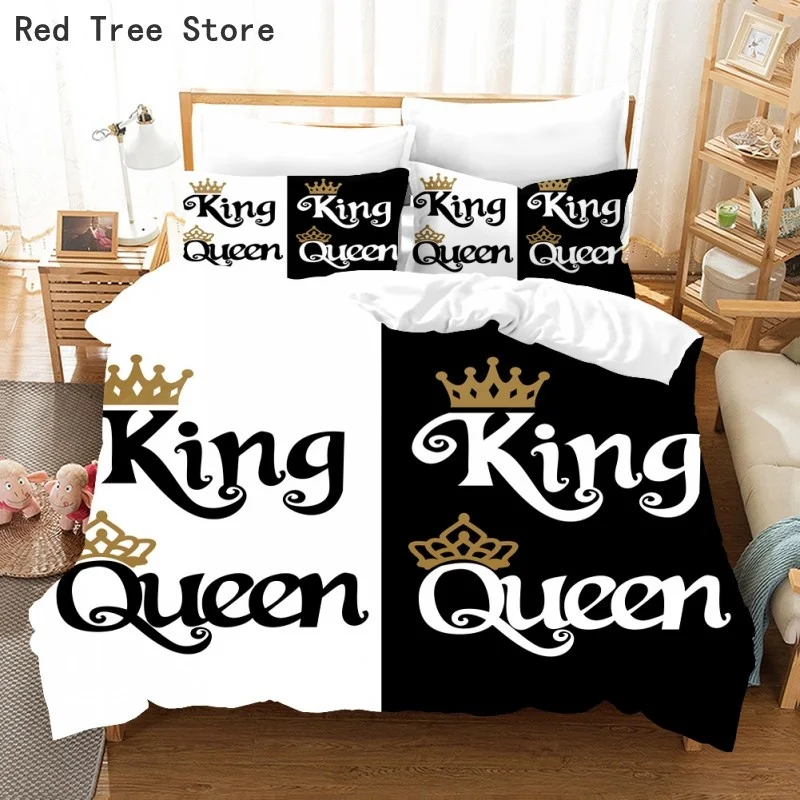 

Couple/Lover White Black Luxury Bed Linen 2 People Double Bed Adult Single King Quilt Duvet Cover Queen Comforter Bedding Sets