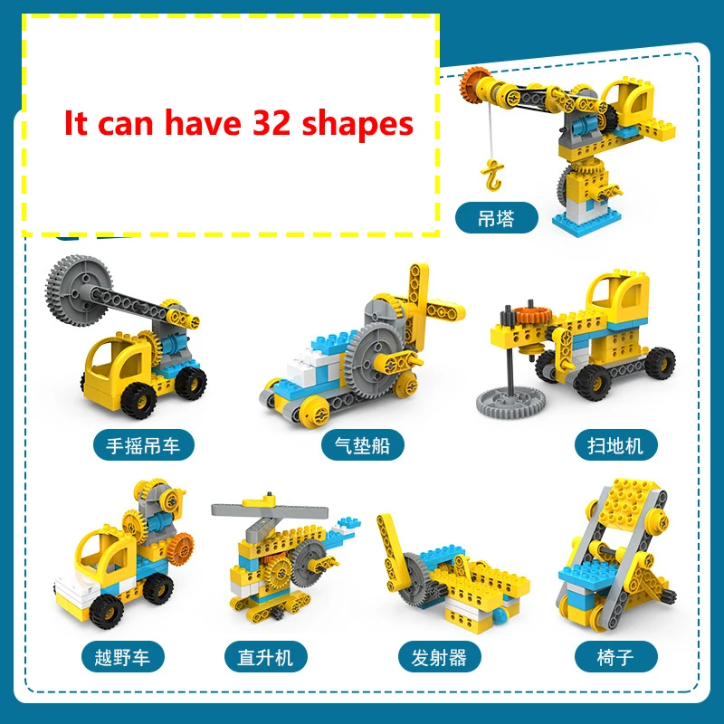 

68pcs 32 Shapes DIY Education Engineering Car Large Particle Gear Mechanical Block Compatible lego Duplo 9656 Robot Bricks Toys