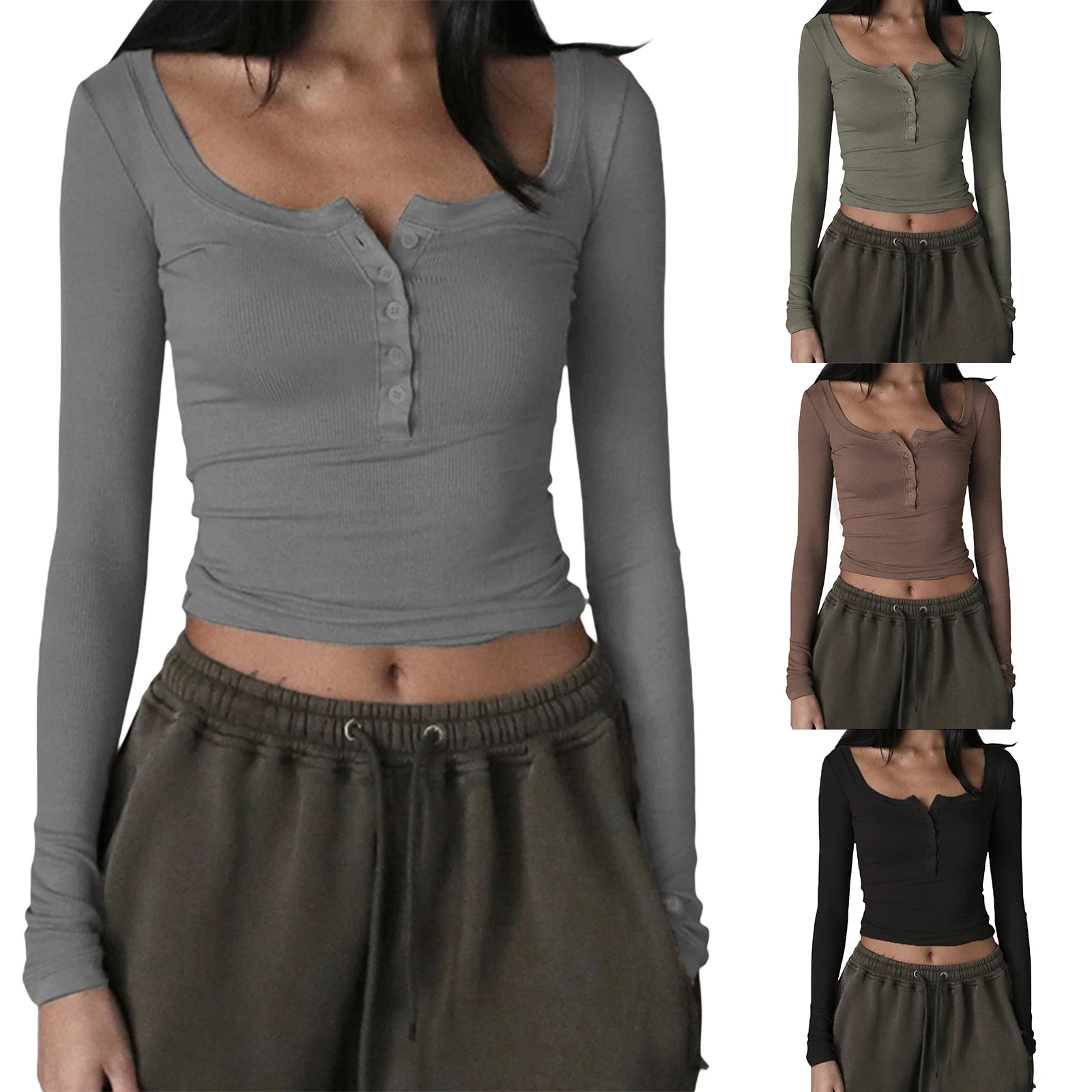 Women Knitted Henley Shirt Casual Solid Color Retro 1/2 Button Long Sleeve Crop Tops Basic T-Shirts Streetwear Clubwear
Women Knitted Henley Shirt Casual Solid Color Retro 1/2 Button Long Sleeve Crop Tops Basic T-Shirts Streetwear Clubwear