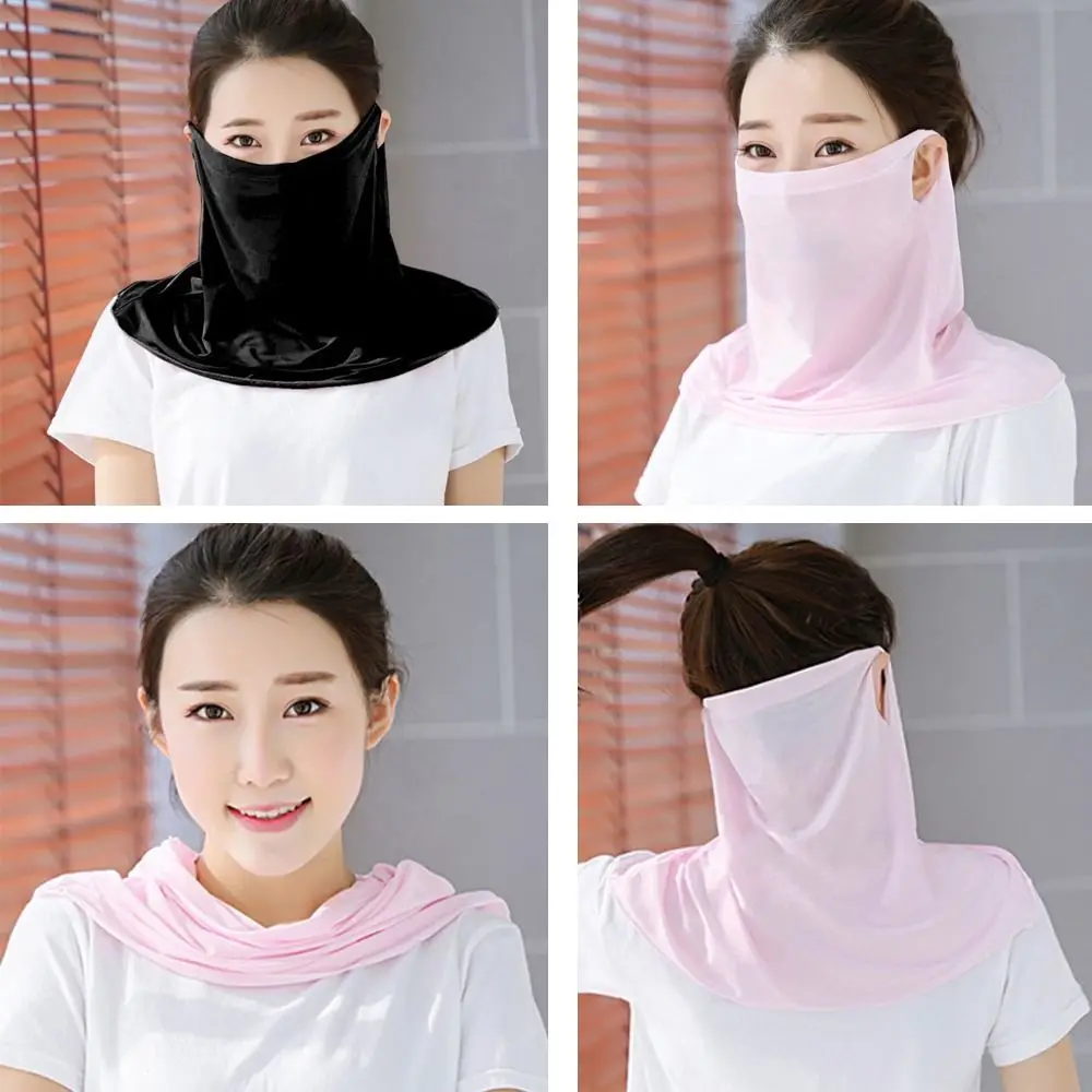 

2pcs Ice Silk Face Shield Hanging Ears Riding Face Mask Anti-Ultraviolet for Outdoor for Women