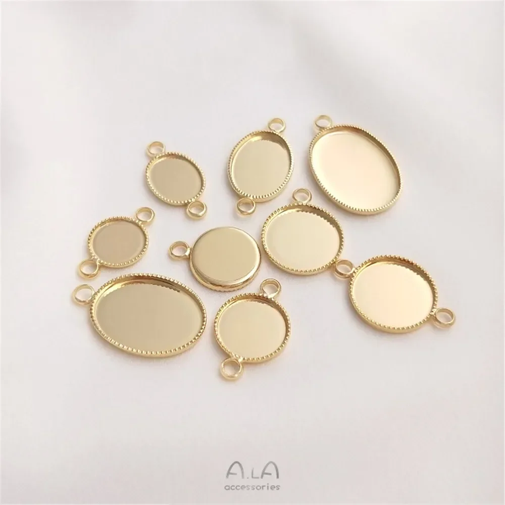 14K Light Gold Oval Round Ring Face Empty Holder Handmade DIY Inlaid Tray Double Hanging Single Hanging Material Accessories
14K Light Gold Oval Round Ring Face Empty Holder Handmade DIY Inlaid Tray Double Hanging Single Hanging Material Accessories