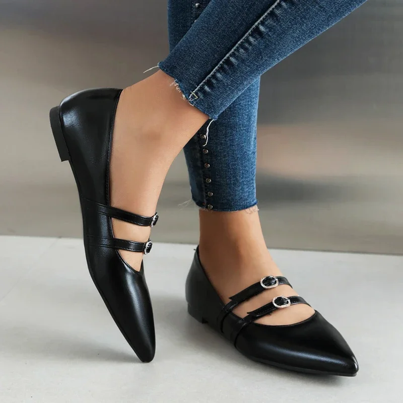 Женские туфли с острым носком, Туфли Мэри Джейн на плоской подошве, повседневная обувь большого размера с двумя пряжками, весна-осень 2024
Женские туфли с острым носком, Туфли Мэри Джейн на плоской подошве, повседневная обувь большого размера с двумя пряжками, весна-осень 2024