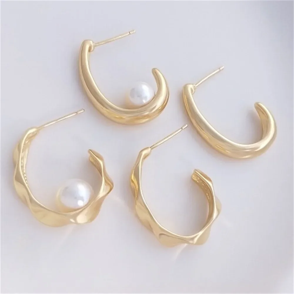 14K Gold Wrapped Korean C-shaped Fashionable Earrings with A Minimalist Temperament, French 925 Silver Needle DIY Earrings E171
14K Gold Wrapped Korean C-shaped Fashionable Earrings with A Minimalist Temperament, French 925 Silver Needle DIY Earrings E171