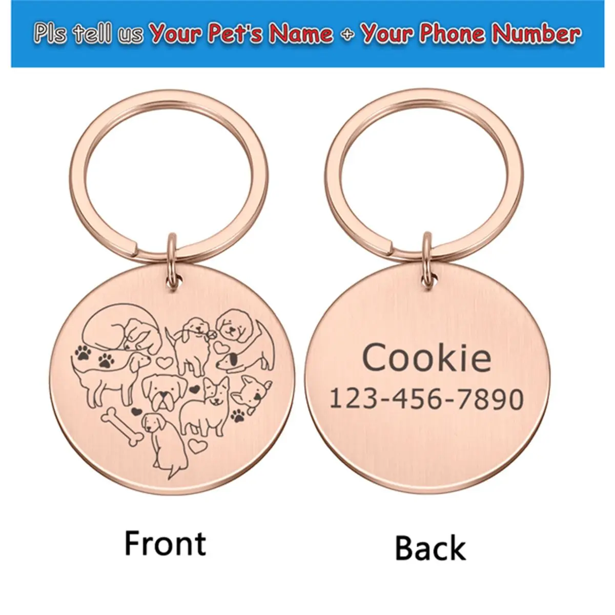 Personalized Cat Dog Pet ID Tag Keychain Engraved Pet ID Name for Cat Puppy Dog Collar Tag Pendant Keyring Bone Pet Accessories
Personalized Cat Dog Pet ID Tag Keychain Engraved Pet ID Name for Cat Puppy Dog Collar Tag Pendant Keyring Bone Pet Accessories