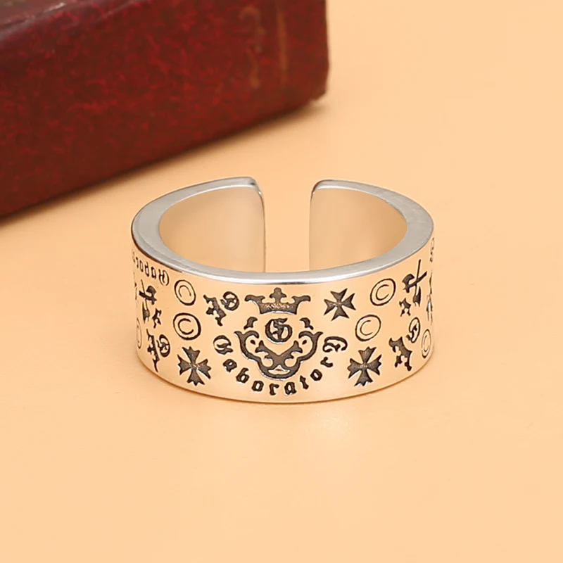 

Мужское кольцо из серебра S925 пробы, Корейская версия, кольцо из серебра нишевого цвета, индивидуальное открытие крестом, регулируемое тайское серебро