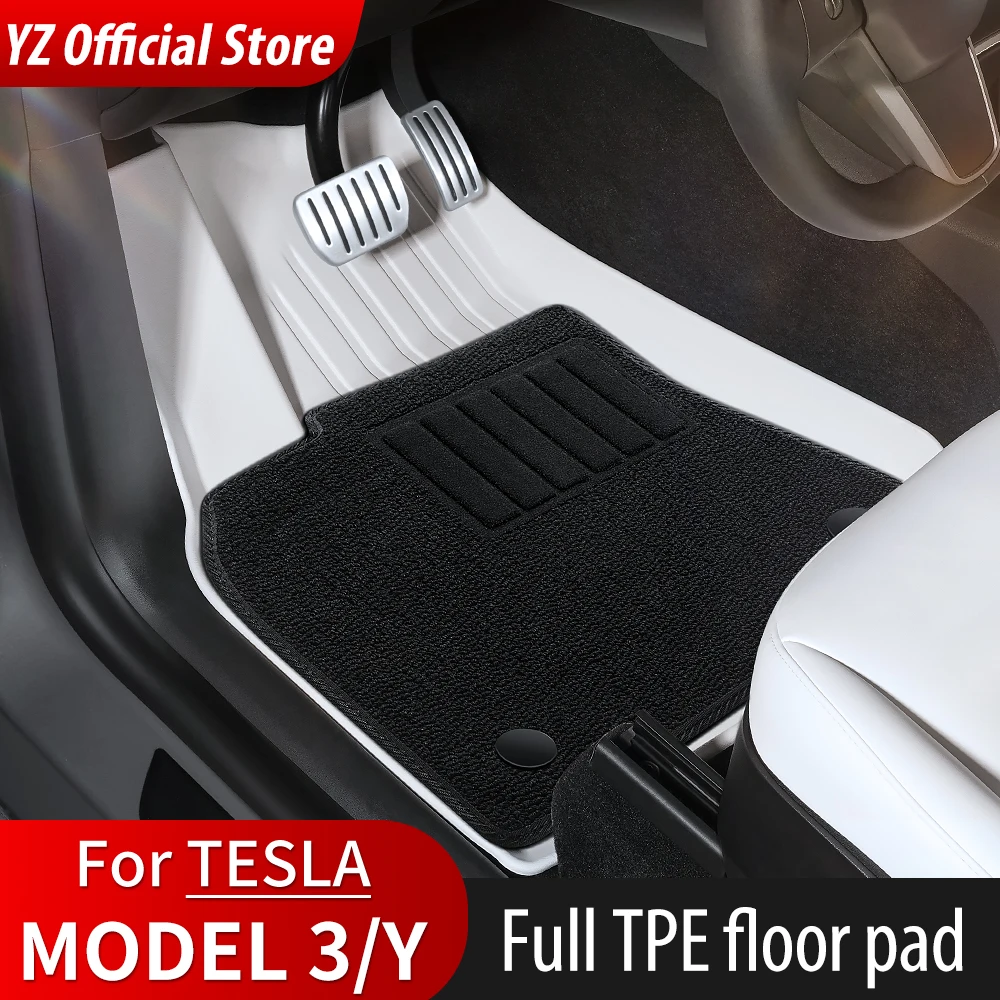 

TPE White Foot Pad For Tesla Model Y 3 Custom Floor Liner Fully Surrounded 2021-2023 Floor Mats Waterproof Non-Slip Carpet