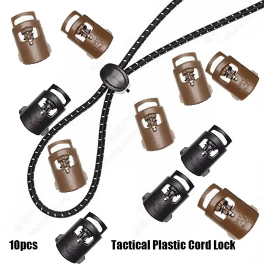 

10pcs Tactical Plastic Cord Lock Stopper Toggle Clip Lanyard Fastener Outdoor Bag Backpack Garment Shoelace Accessories