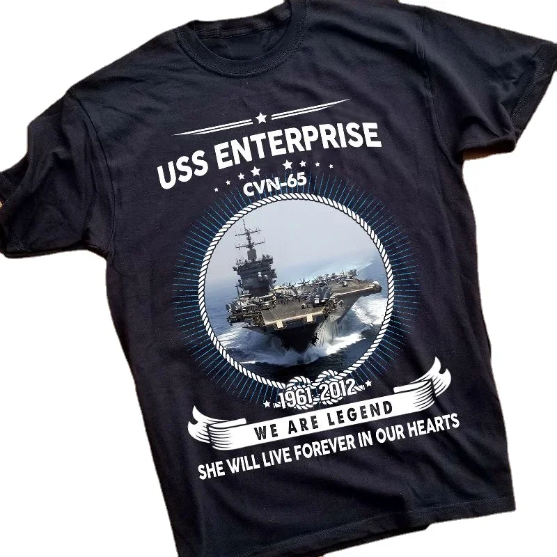 

USS Enterprise CVN 65 Nuclear-powered Aircraft Carrier Printed T-Shirt. Summer Cotton Short Sleeve O-Neck Mens T Shirt New S-3XL