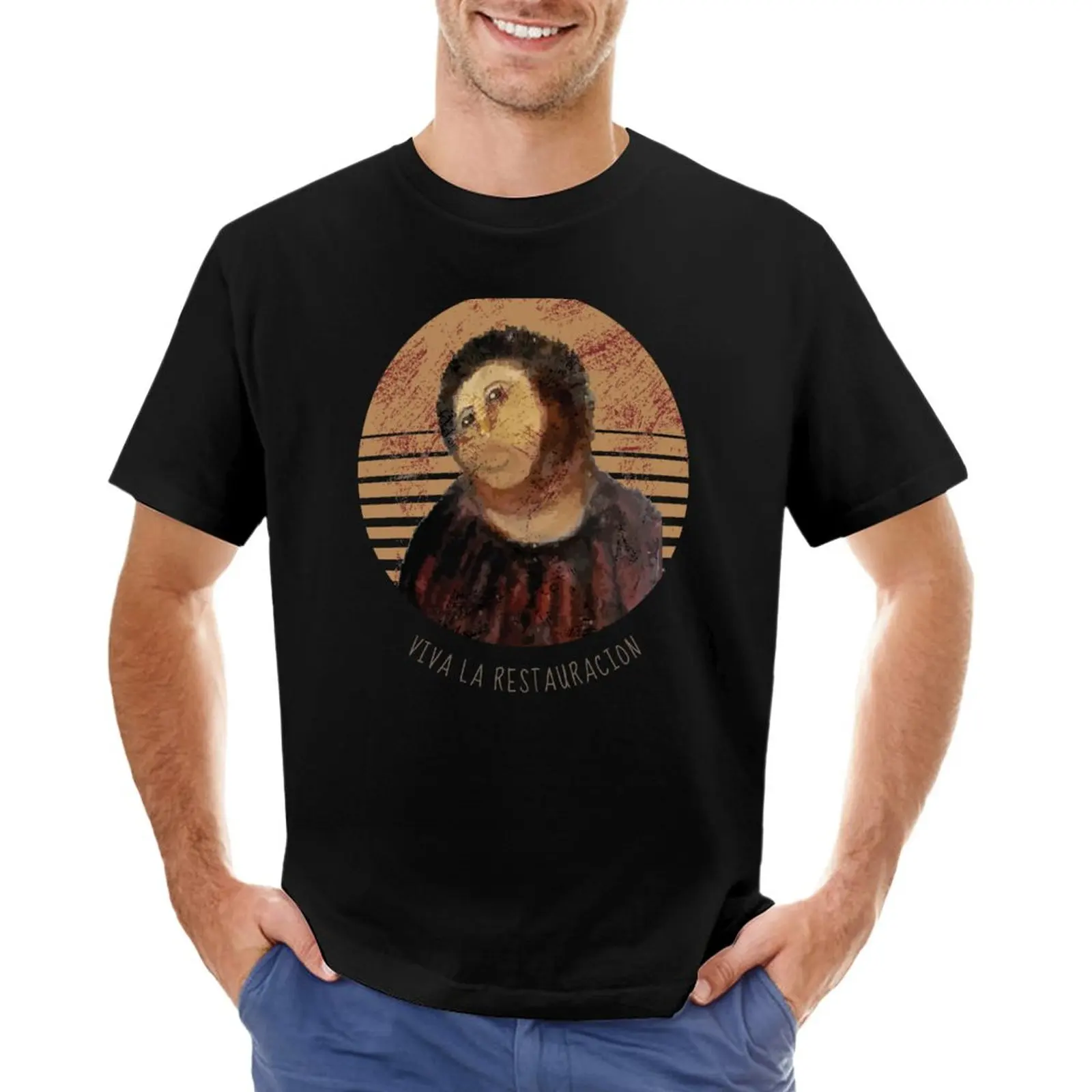 

Viva La Restauracion Jesus Fresco Restoration Fail Meme T-Shirt funny t shirts quick drying t-shirt man clothes men t shirts